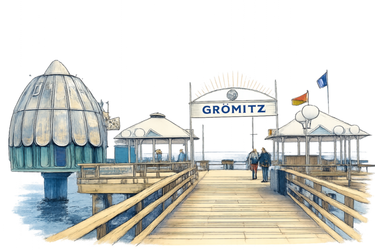 Zeichnung Seebrücke Grömitz