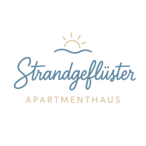 Logo Strandgeflüster mit Sonne und einer Welle